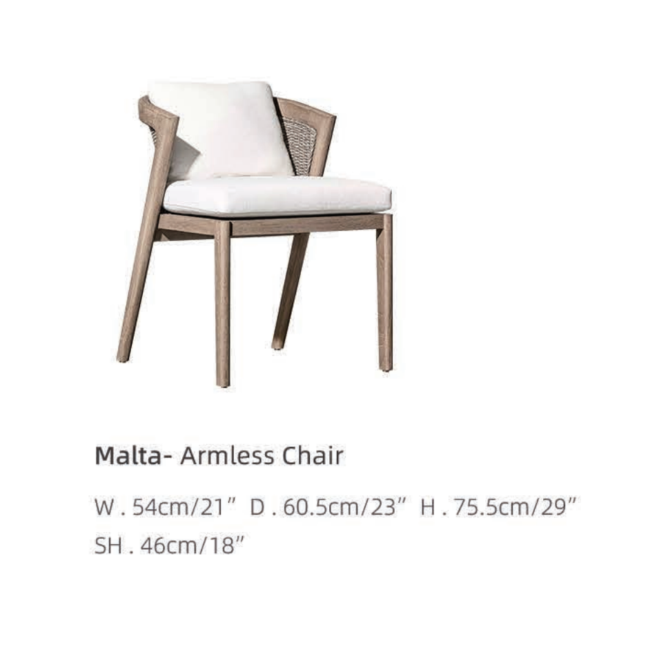 Malta Outdoor Dining Armless Chair