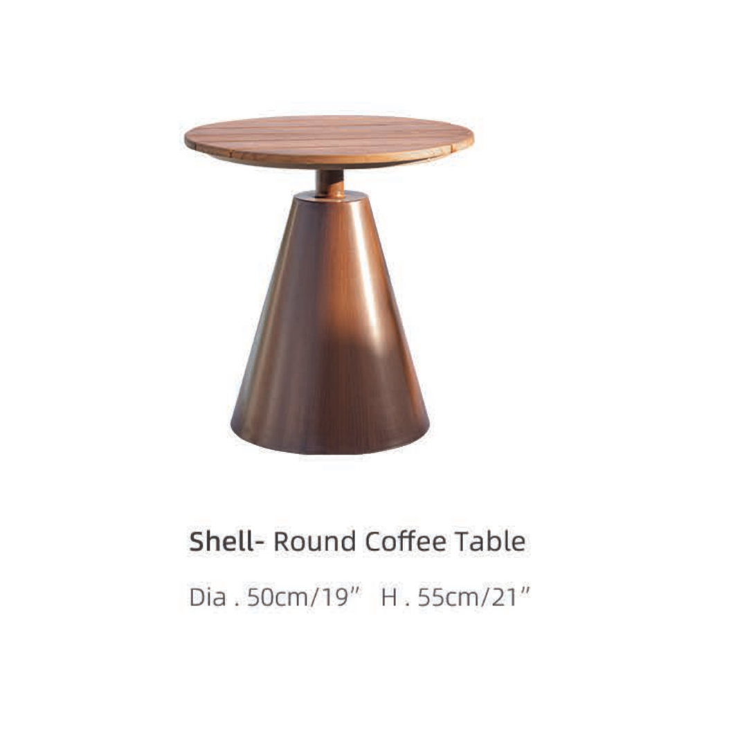 Shell Outdoor Round Slim Neck Coffee Table